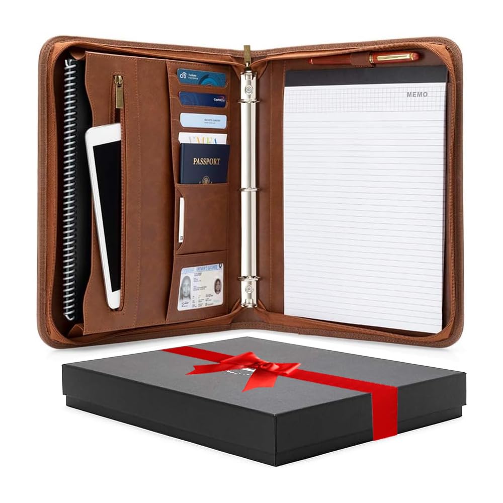 Forevermore Portfolio Binder, 1.5" Permanent 3-Ring, Vegan Leather, Brown