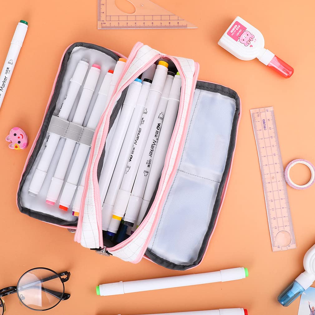 iSuperb Large Pencil Case Big Capacity Pencil Pouch 3 Compartments Pen Bag Canvas Marker Pen Bag