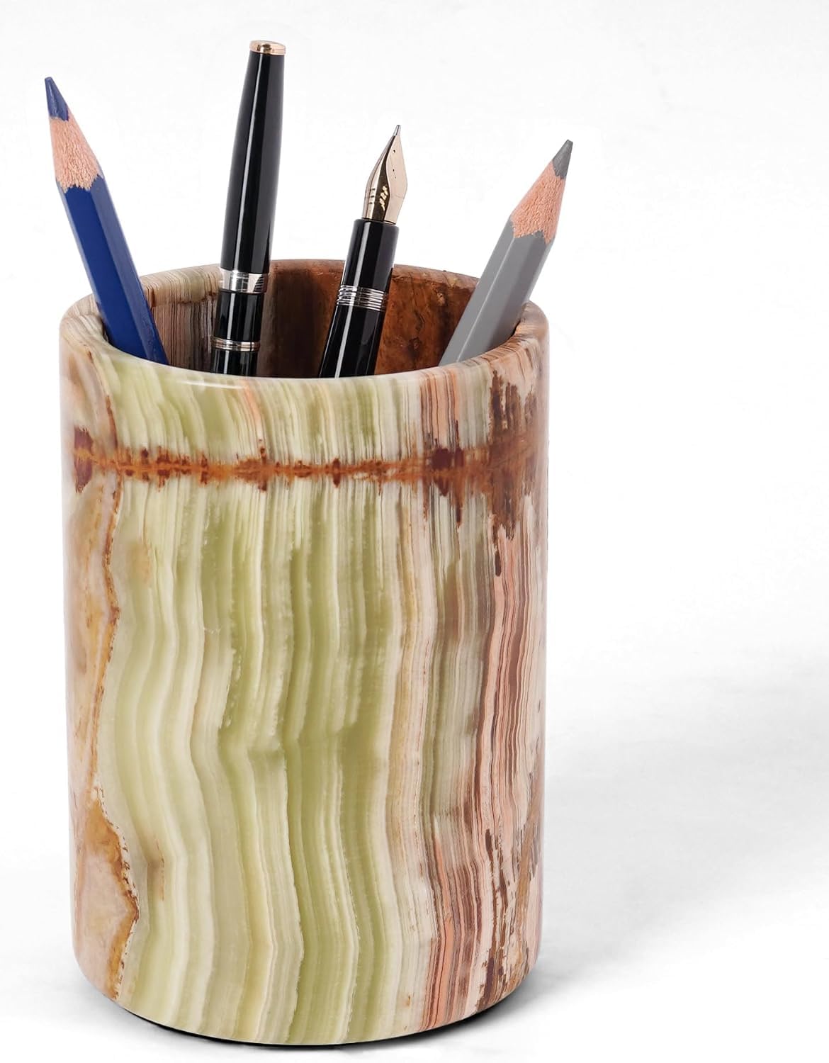 Radicaln Marble Pen Holder For Desk 4" Inches Green Onyx Handmade Marble Toothbrush Holder & Pen