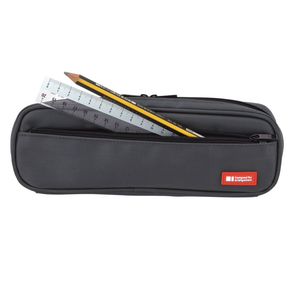 LIHIT LAB Large Capacity Zipper Long Pencil Case For School Office College, Big Capacity Pencil Bag