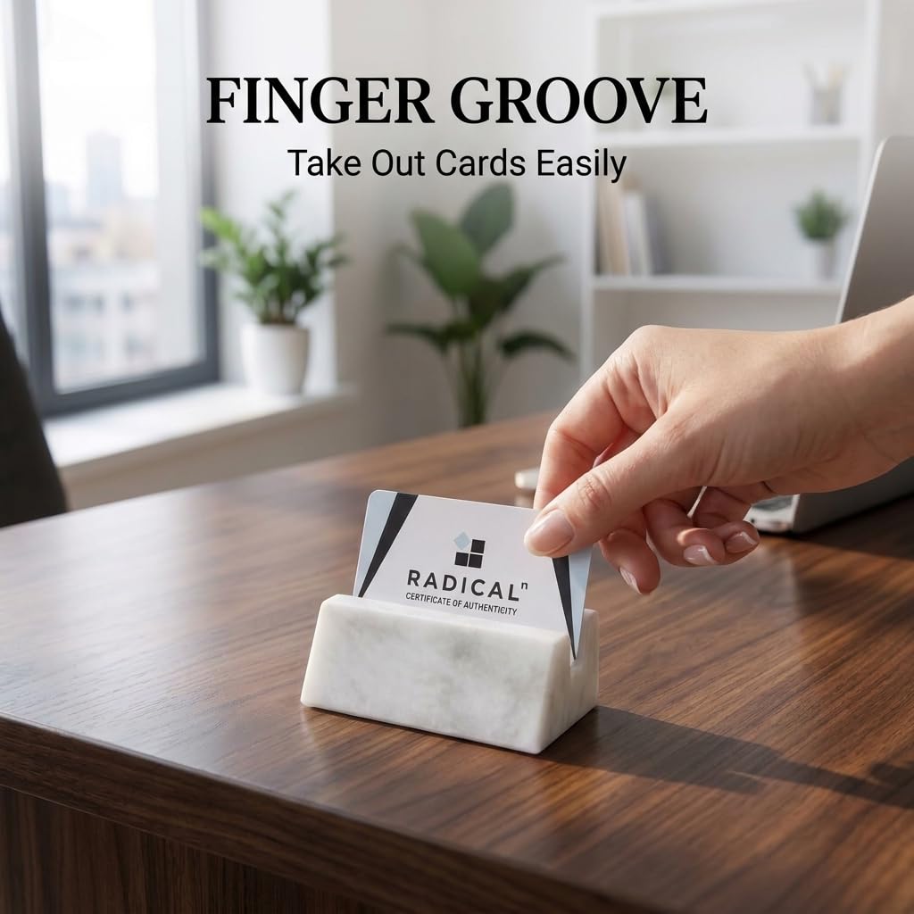 Marble Business Card Holder for Desk Organizer Stand 25 Cards Display
