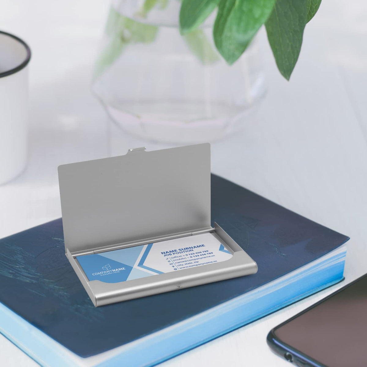 Fadace Custom Business Cards Holder Customized, Business Card Case Personalized Engraved Printing