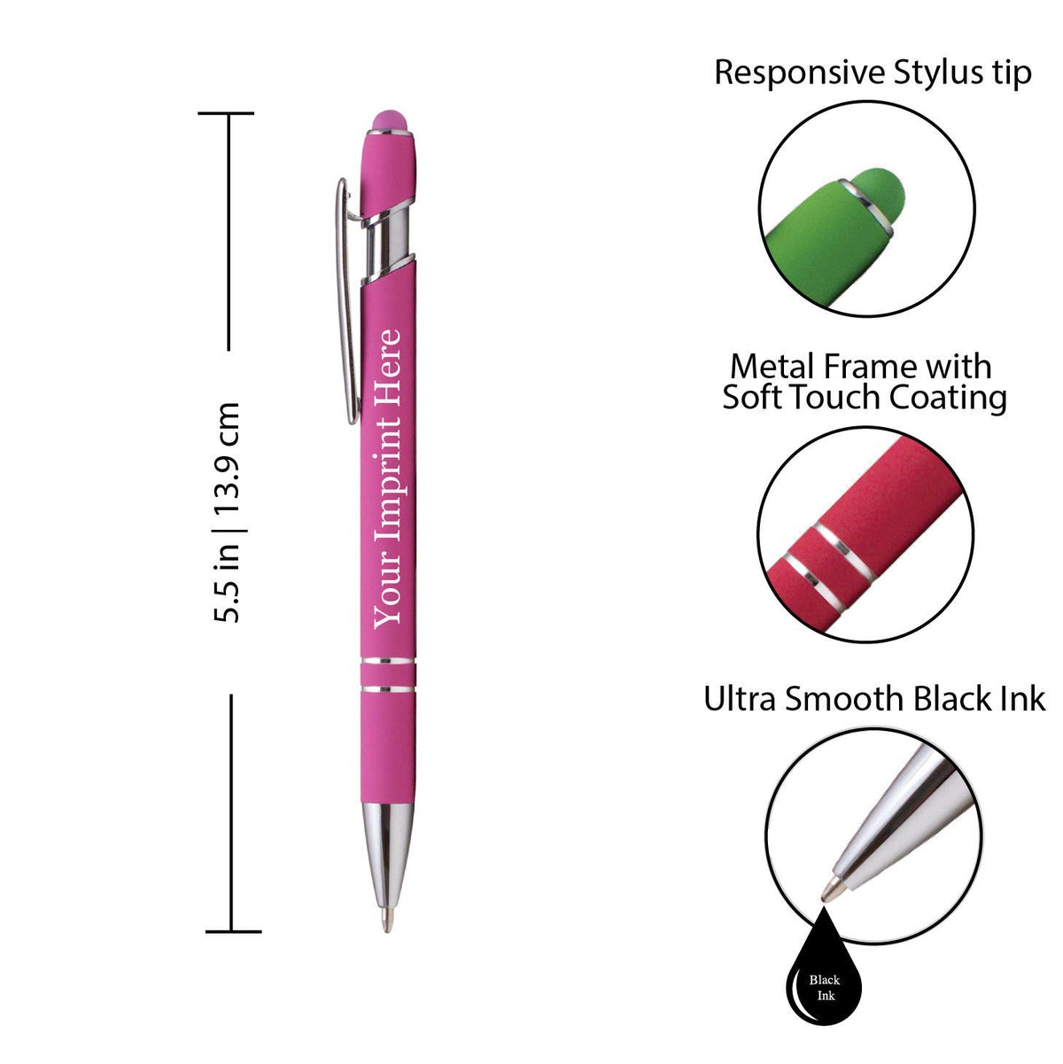 ExpressDesigns™ - Premium Custom Pens with Stylus | Burst of Color | Personalized Soft Touch Metal