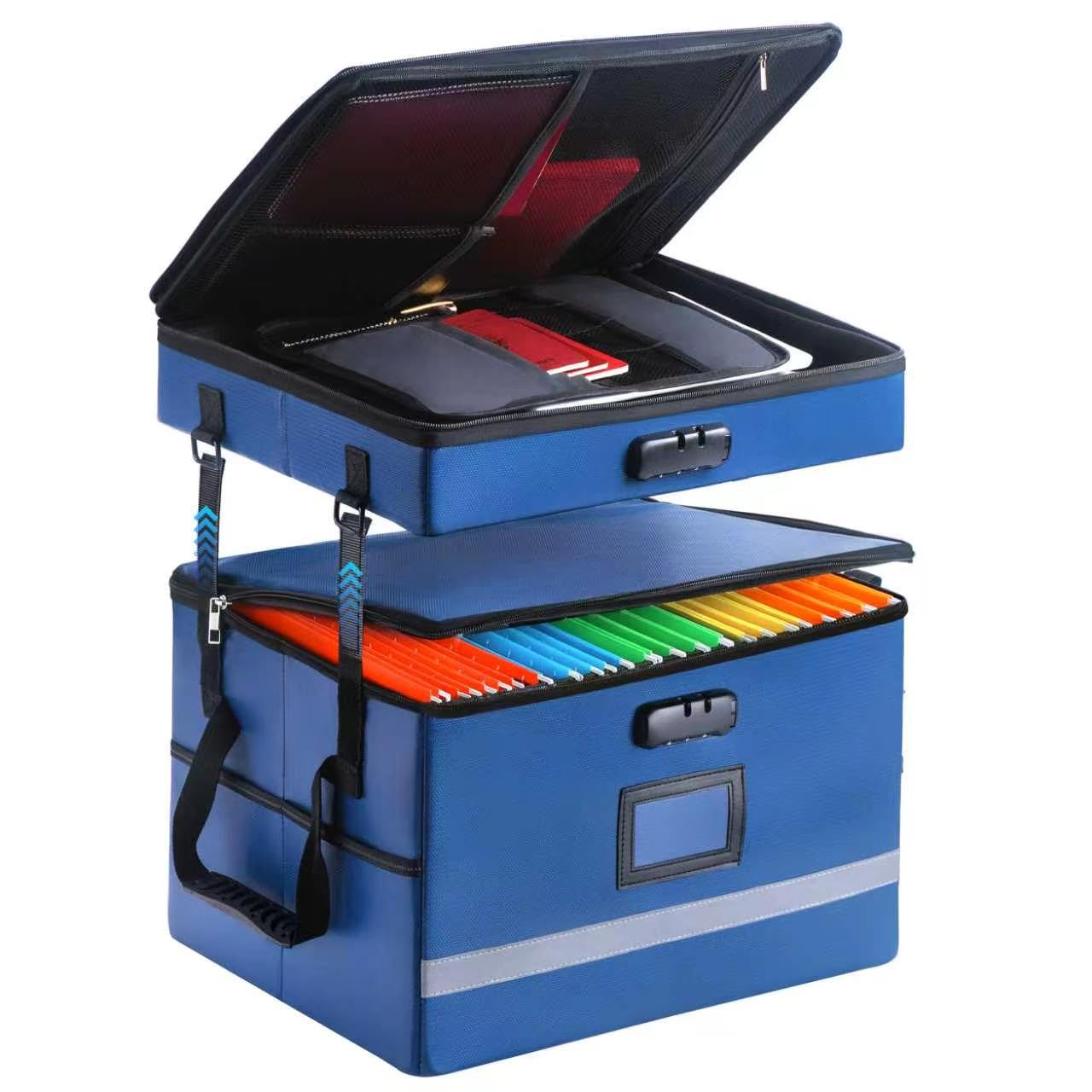 EXLIFBAG Fireproof File Organizer with Lock, 2 Layer