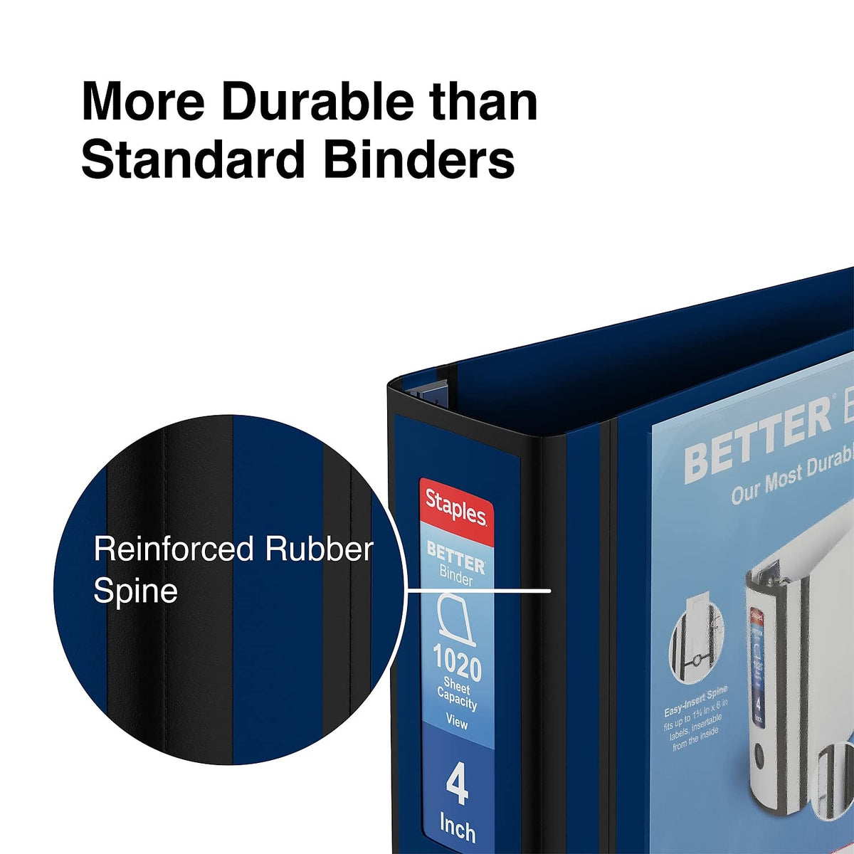 Staples Better 4-Inch D-Ring View Binder, Blue, 800 Sheets