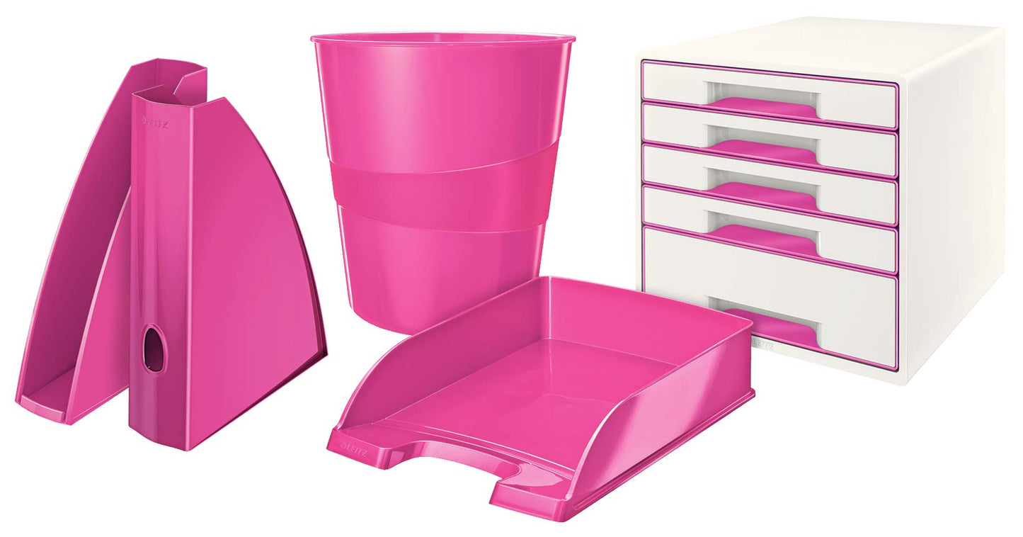 Leitz TS-120555 Wow A4 Duo Colour Magazine File, 73mm x 318mm x 272mm, Pink