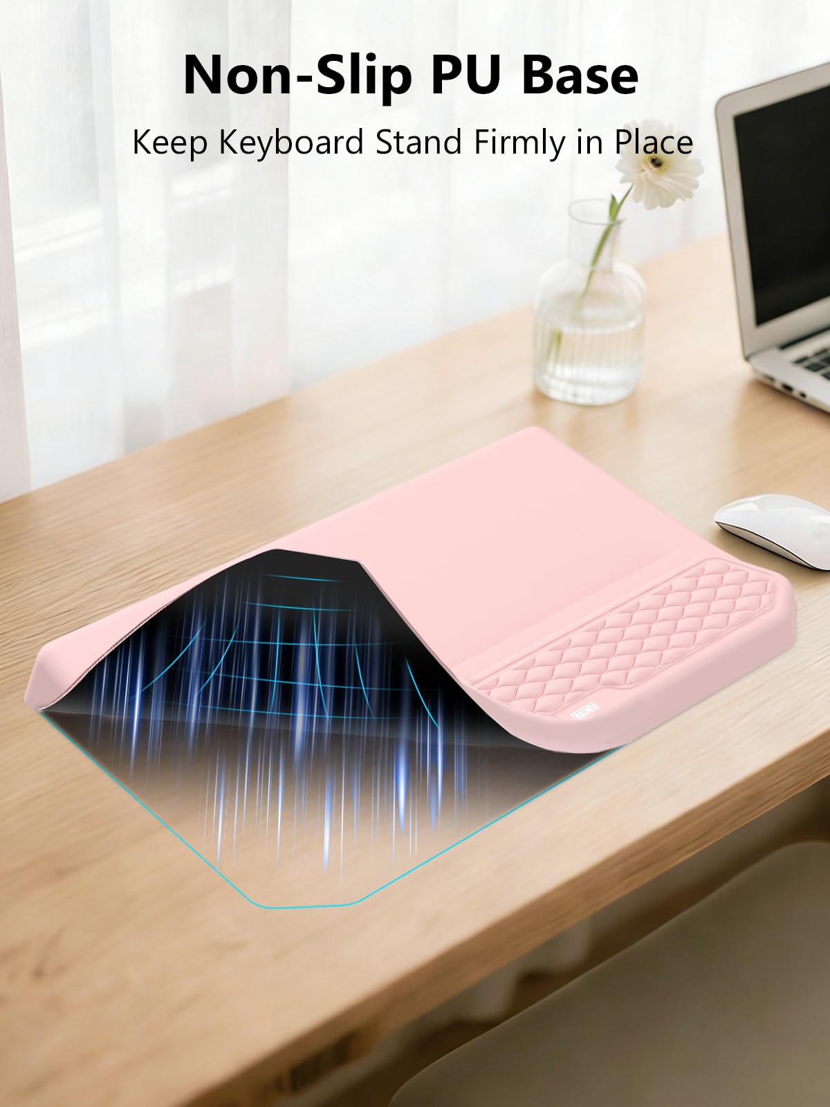 2-in-1 Ergonomic Keyboard Stand with Wrist Rest, Pink