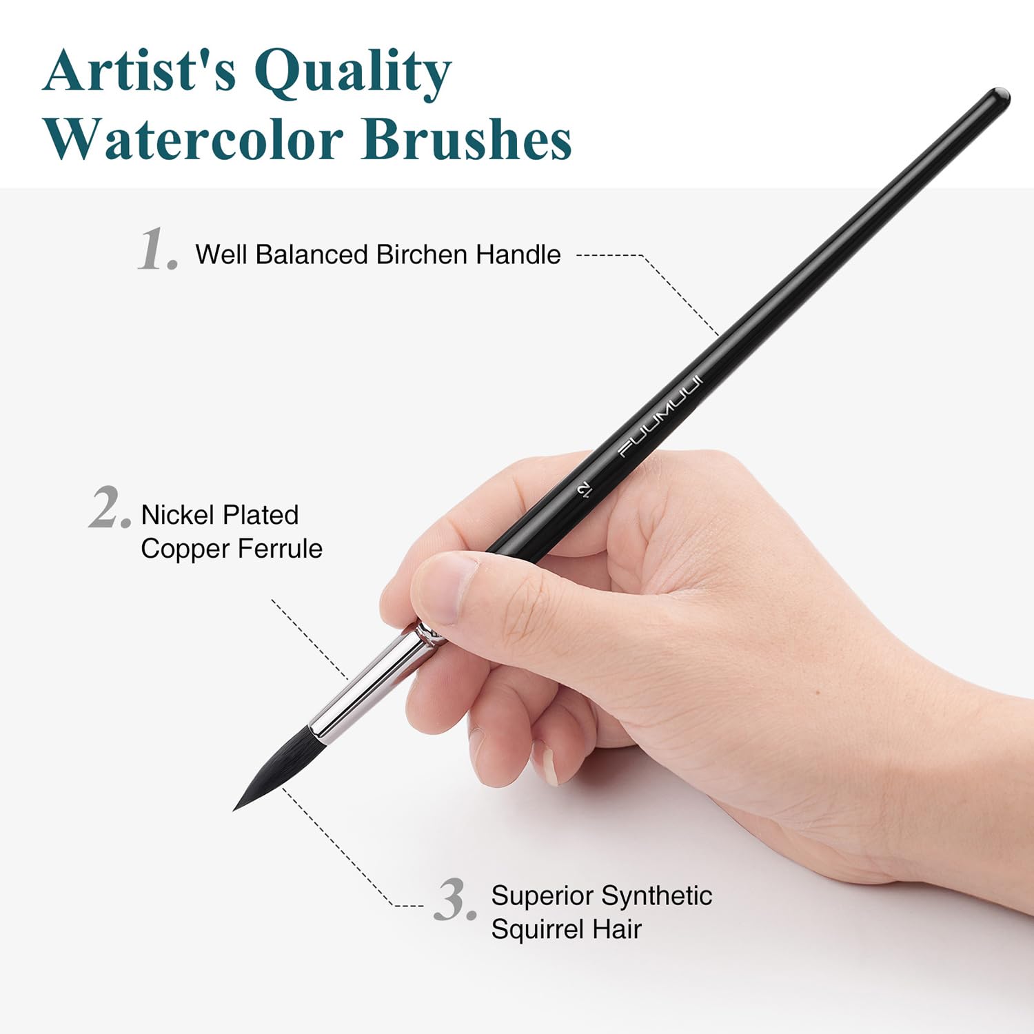 Watercolor Brushes Professional, Fuumuui 9Pcs Synthetic Squirrel Paint Brush Set for Adults Round