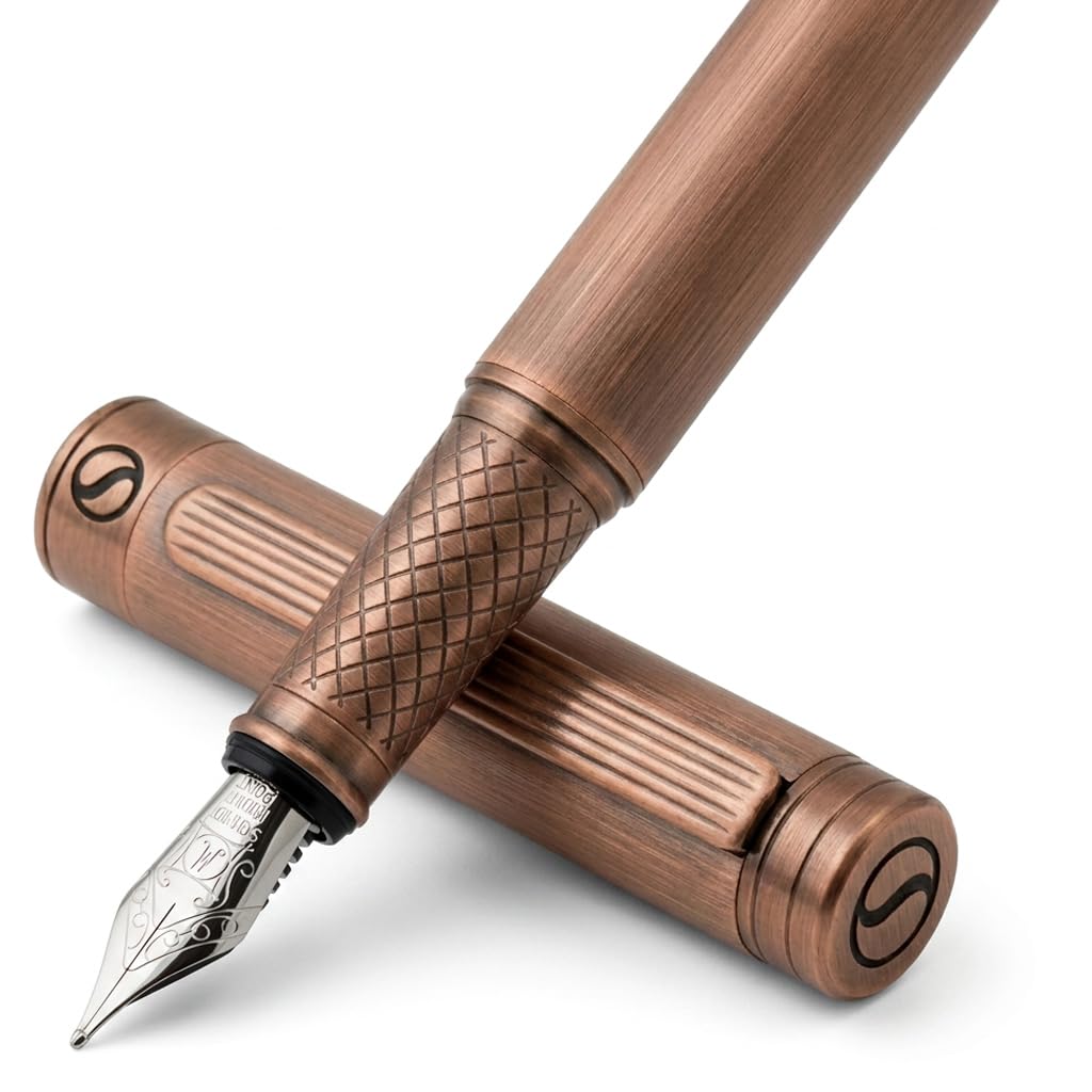 Scriveiner Luxury Fountain Pen - Stunning Copper Luxury Pen, Schmidt Gilded Nib (Medium)