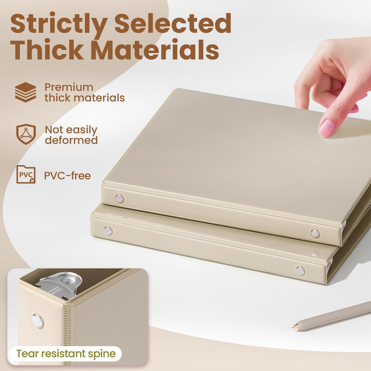 SUNEE 3 Ring Binder 1/2 Inch 4 Pack, Clear Half Inch View Binder Three Ring 0.5" PVC-Free (Fit