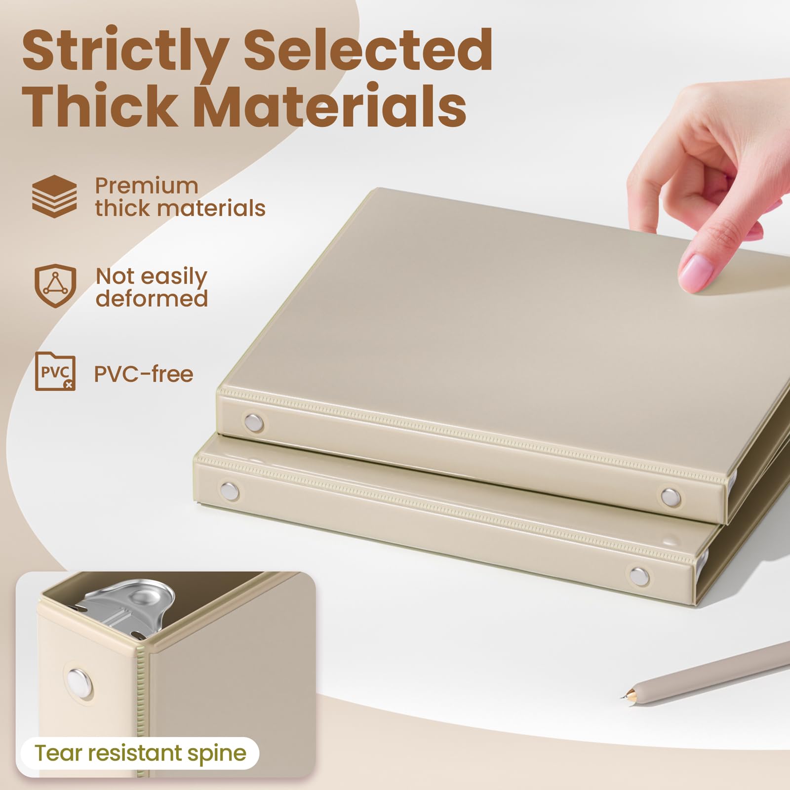 SUNEE 3 Ring Binder 1/2 Inch 4 Pack, Clear Half Inch View Binder Three Ring 0.5" PVC-Free (Fit