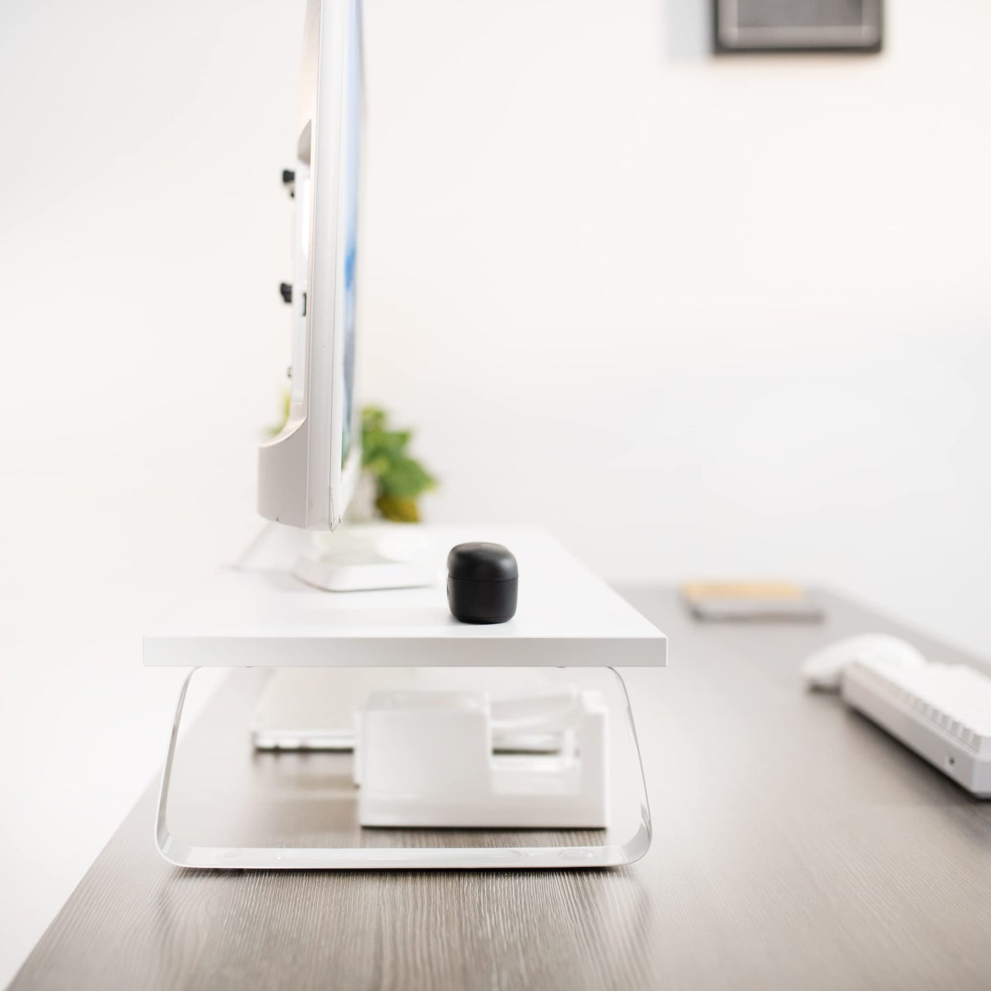 VIVO 24 inch Monitor Stand, Wood & Steel Desktop Riser, Screen, Keyboard, Laptop, Small TV