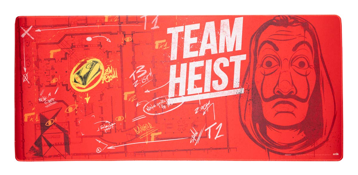 Grupo Erik Money Heist XXL Mouse Mat - Desk Pad - 31.5 Inch x 13.78 Inch Non-Slip Rubber Base Mouse