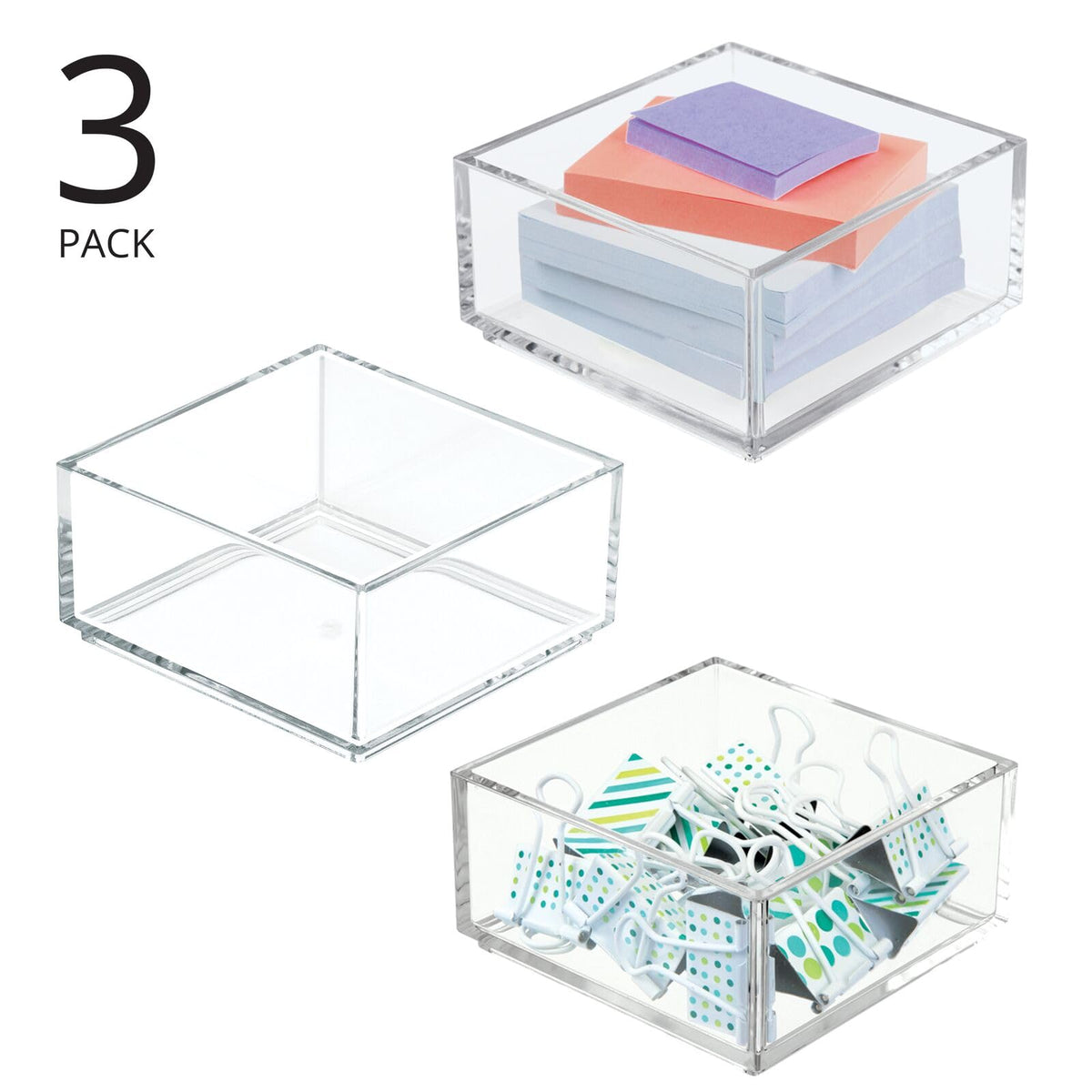 mDesign Plastic Square Desk Organizer - Create Section for Home Office Drawers, Desktop - Holds