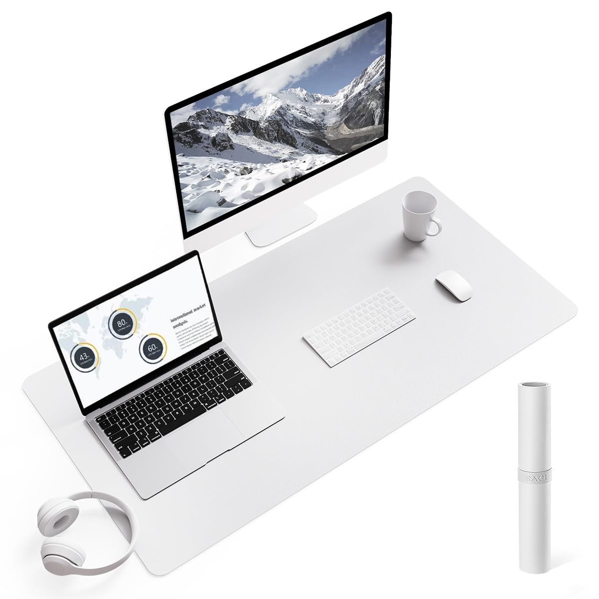 YSAGi Non-Slip Leather Desk Pad L Size, Waterproof Laptop Computer Desk Keyboard Mat, Table