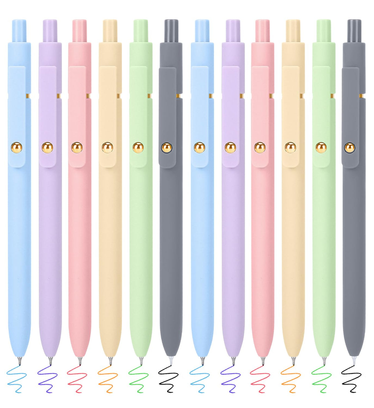 FIOVER Colored Gel Pens 12 Pack 0.7mm Medium Point Pens for Journaling