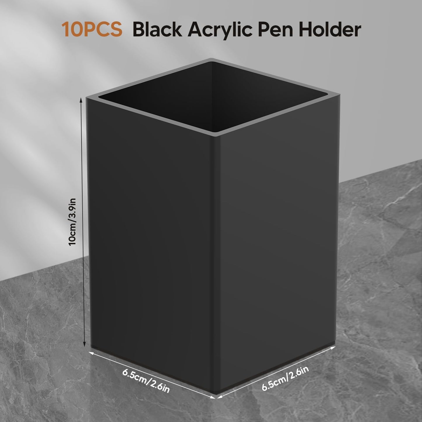 AFOROEOA 10Pack Black Acrylic Pen Holder, Desktop Pencil Organizer Makeup Brush Holder Acrylic