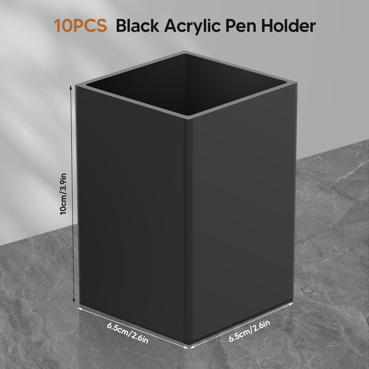 AFOROEOA 10Pack Black Acrylic Pen Holder, Desktop Pencil Organizer Makeup Brush Holder Acrylic