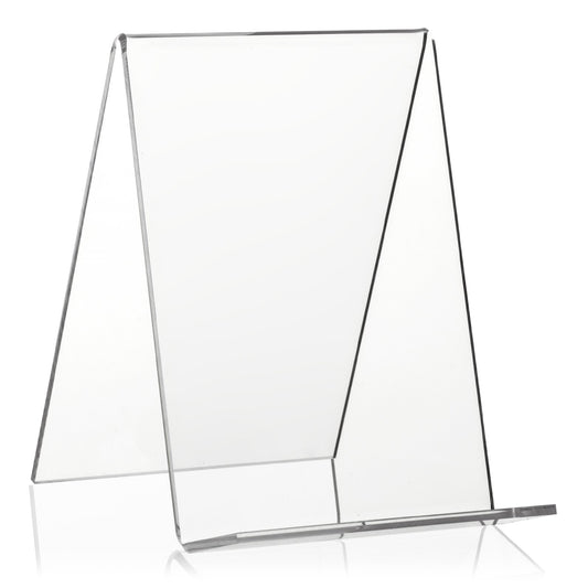 VITAdisplays Plexiglas Book Stand/Stand in DIN A6 Format, Transparent Acrylic, 3.0 mm / Open