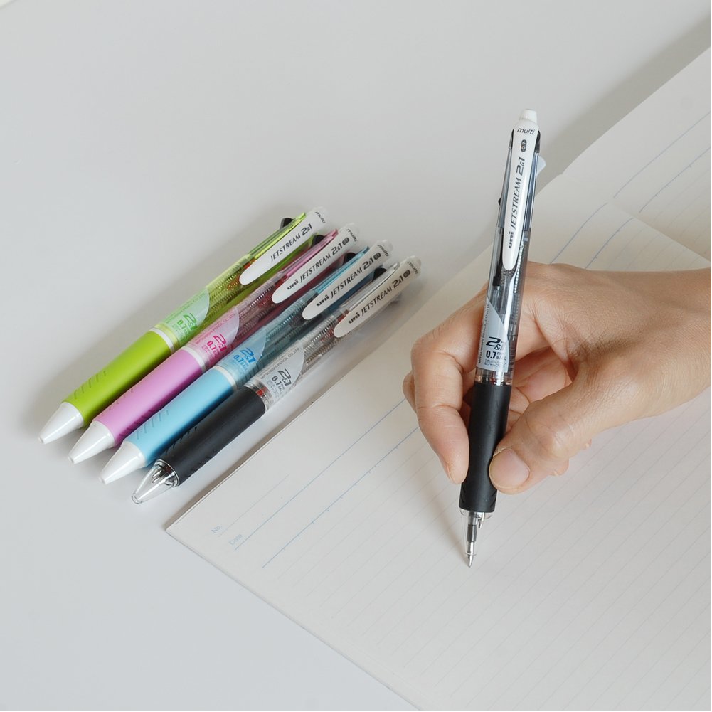 Uni Jetstream Multi Pen 2and1, 0.7mm Ballpoint Pen (Black, Red) and 0.5mm Mechanical Pencil, Pink