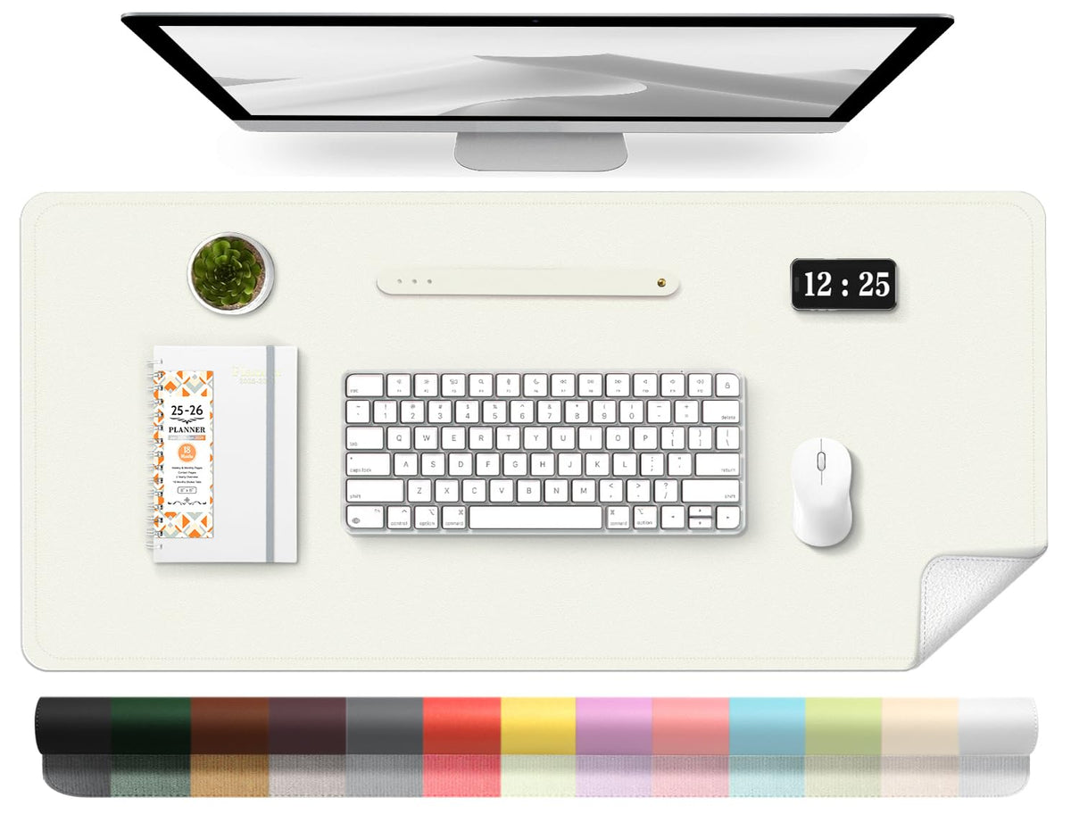 Leather Desk Pad Protector, 39.4'' X 17'' Large Mouse Pad, Office Desk Mat, Non-Slip PU Leather &