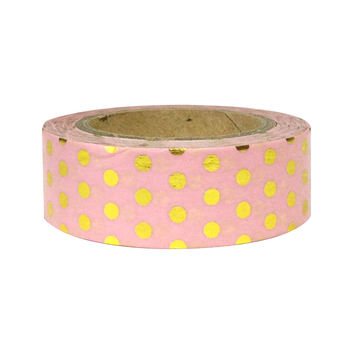 Wrapables Colorful Washi Masking Tape, Gold Dots on Pink