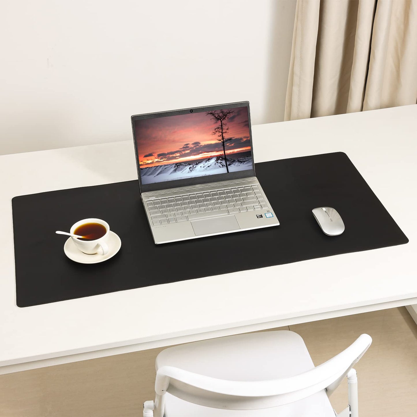 Leather Desk Pad,Wolaile 36x17 inch Large Mouse Pad,Waterproof Non-Slip Writing Desk