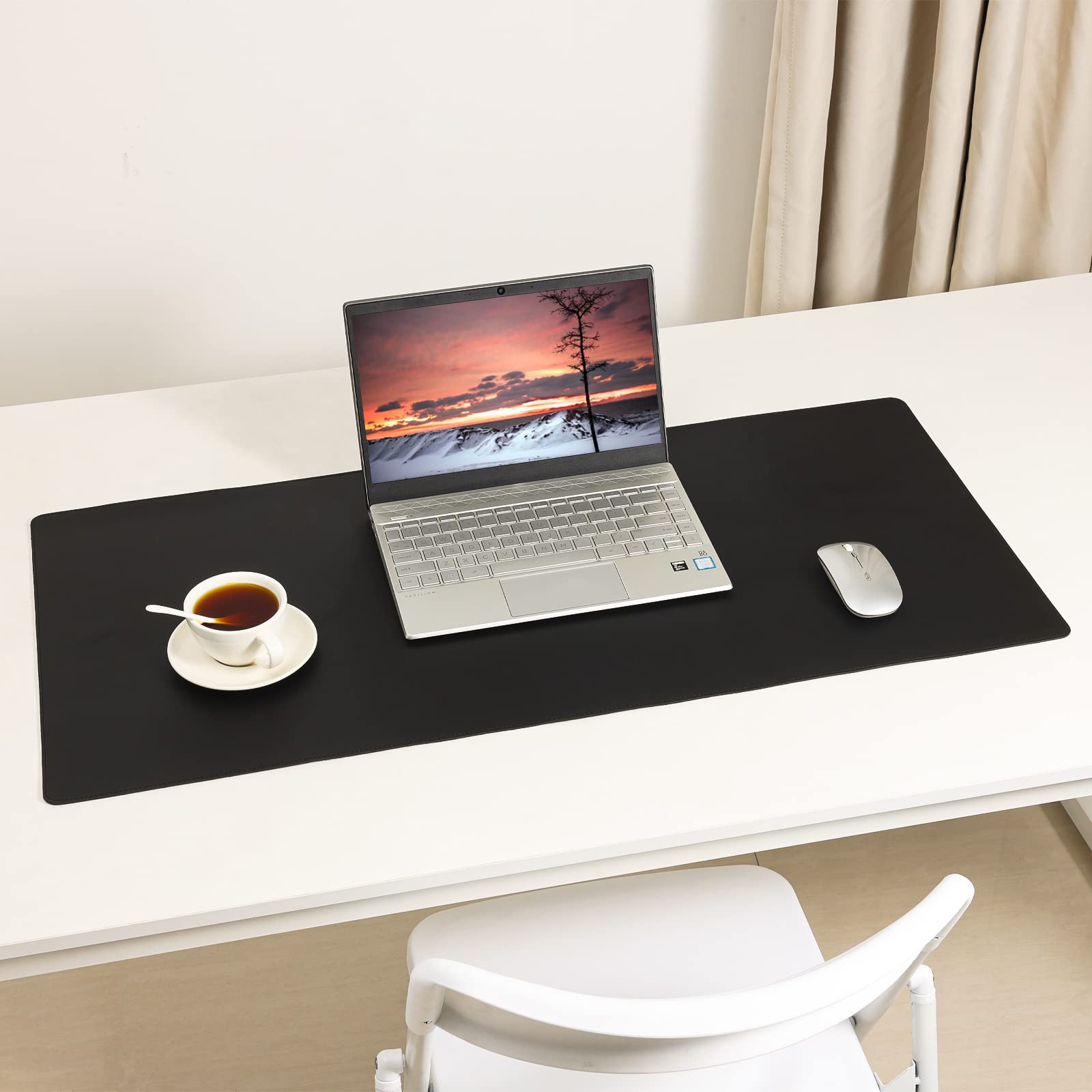 Leather Desk Pad,Wolaile 36x17 inch Large Mouse Pad,Waterproof Non-Slip Writing Desk