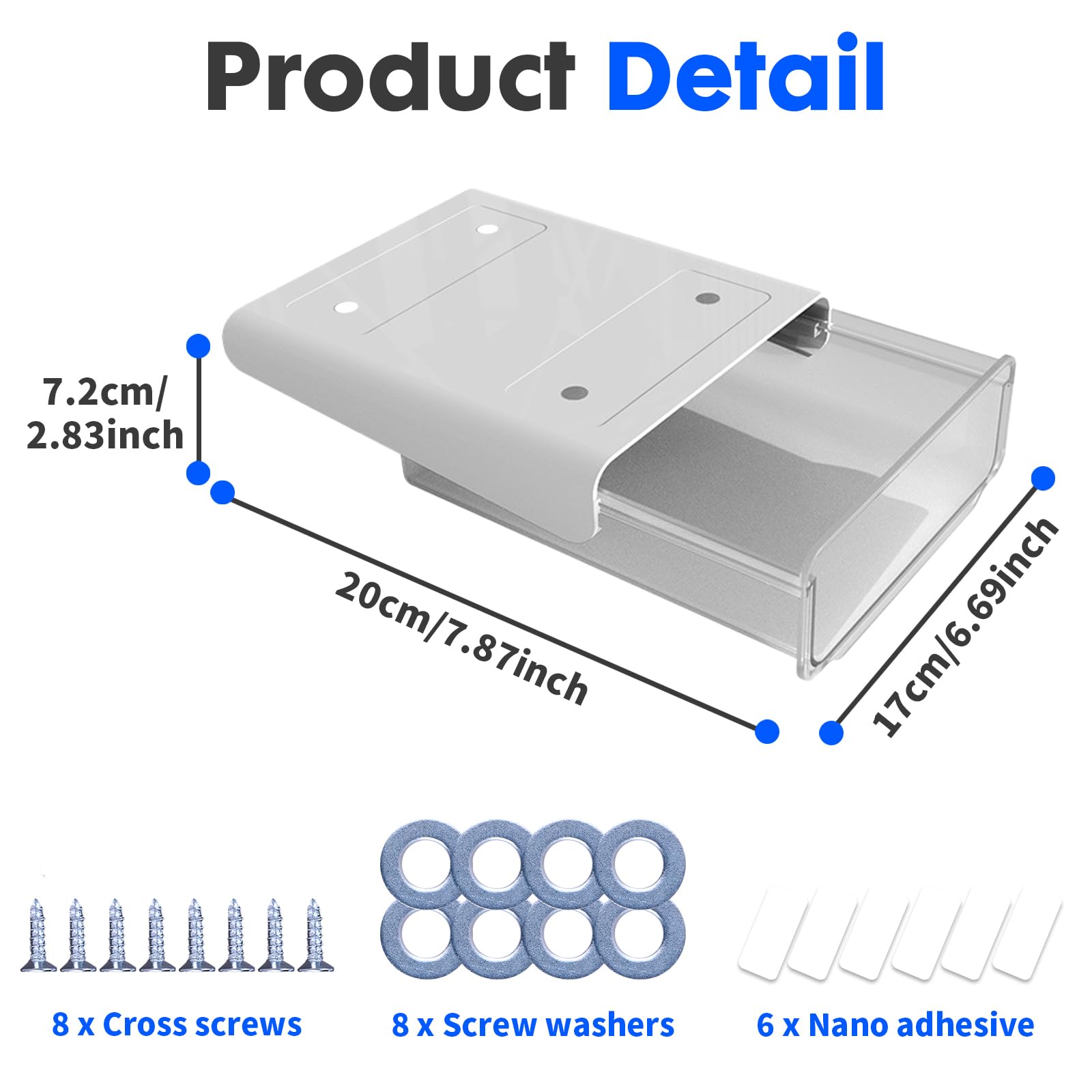 Self-adhesive Under Desk Drawer, 2 Packs Table Hidden Organizer Slide Out Large Storage Desktop