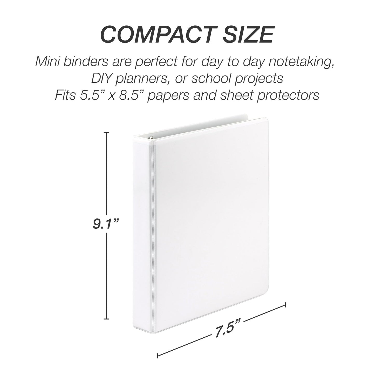 Samsill Durable 1 Inch Mini 3 Ring Binder, Round Ring Binder, Holds 5.5 x 8.5 Inch Documents