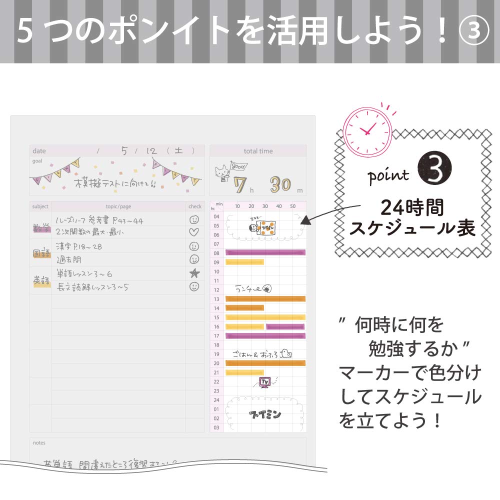 KOKUYO A5 Campus Study Planner Notebook, Daily Ruled Schedule for 63 Days