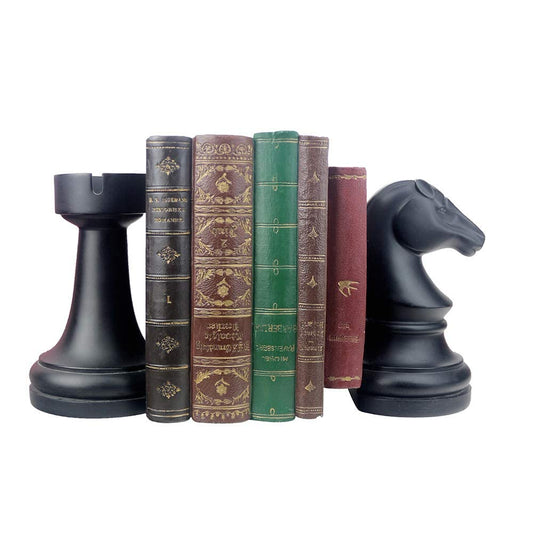 Decorative Bookends Chess Bookends, Black Book Ends Heavy Book Supports, Unique Bookends Decor for