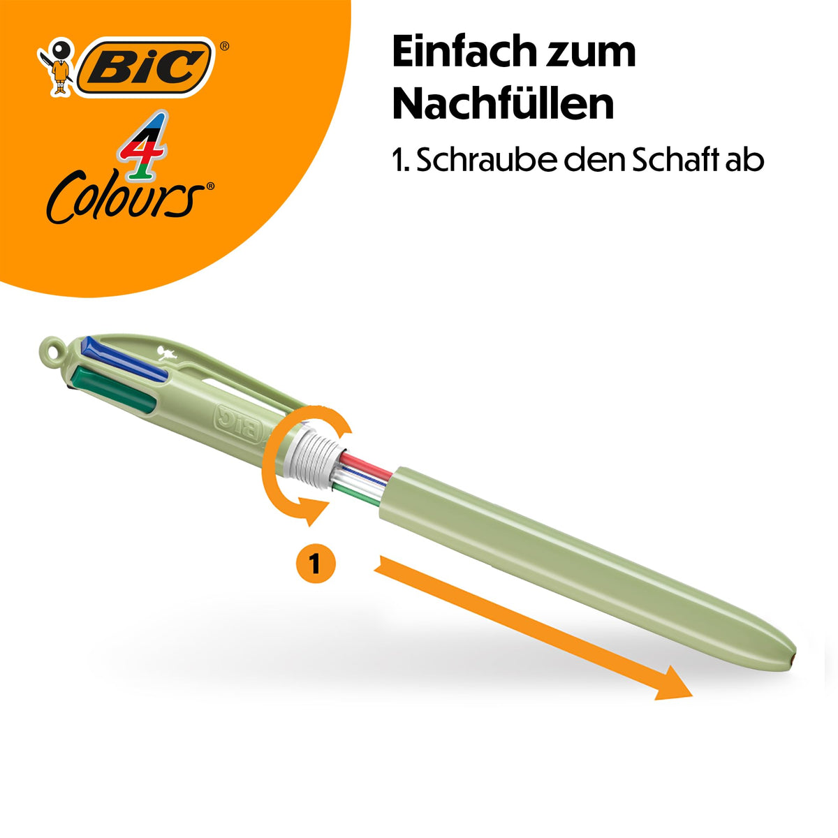 BIC 4 Colours Mineral Ballpoint Pen Medium Tip (1.00mm) - Assorted Barrel Colours Pack of 5