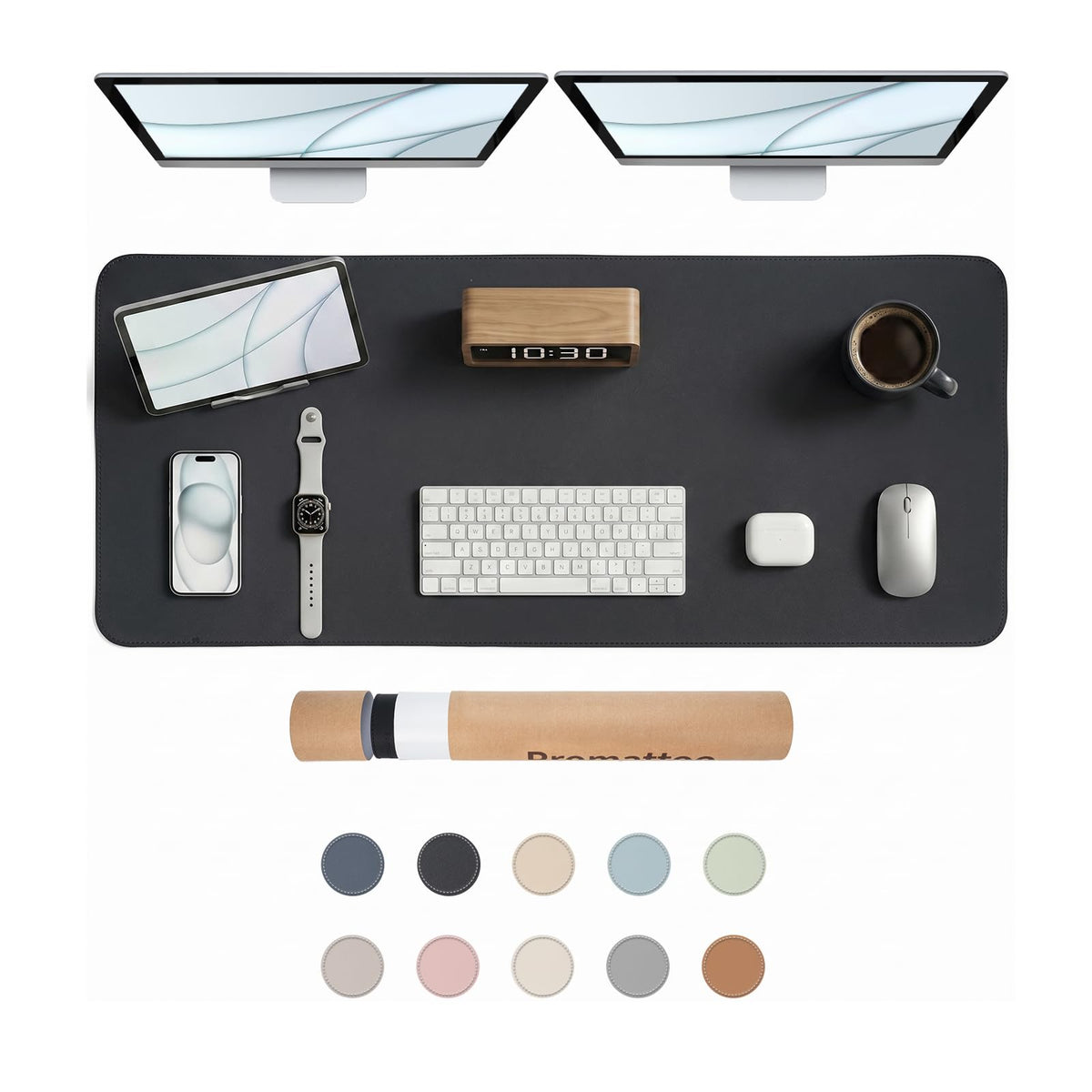 PROMATTOO Large Desk Pad Non-Slip Desk Mat Protector for Keyboard Mouse Waterproof Vegan Leather