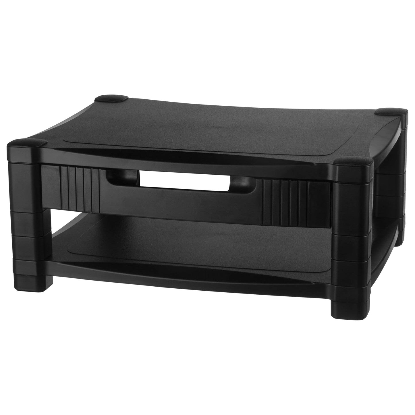 Kantek Two-Level Monitor Stand, 17" X 13.25" X 3.5" To 7", Black, Supports 50 Lbs