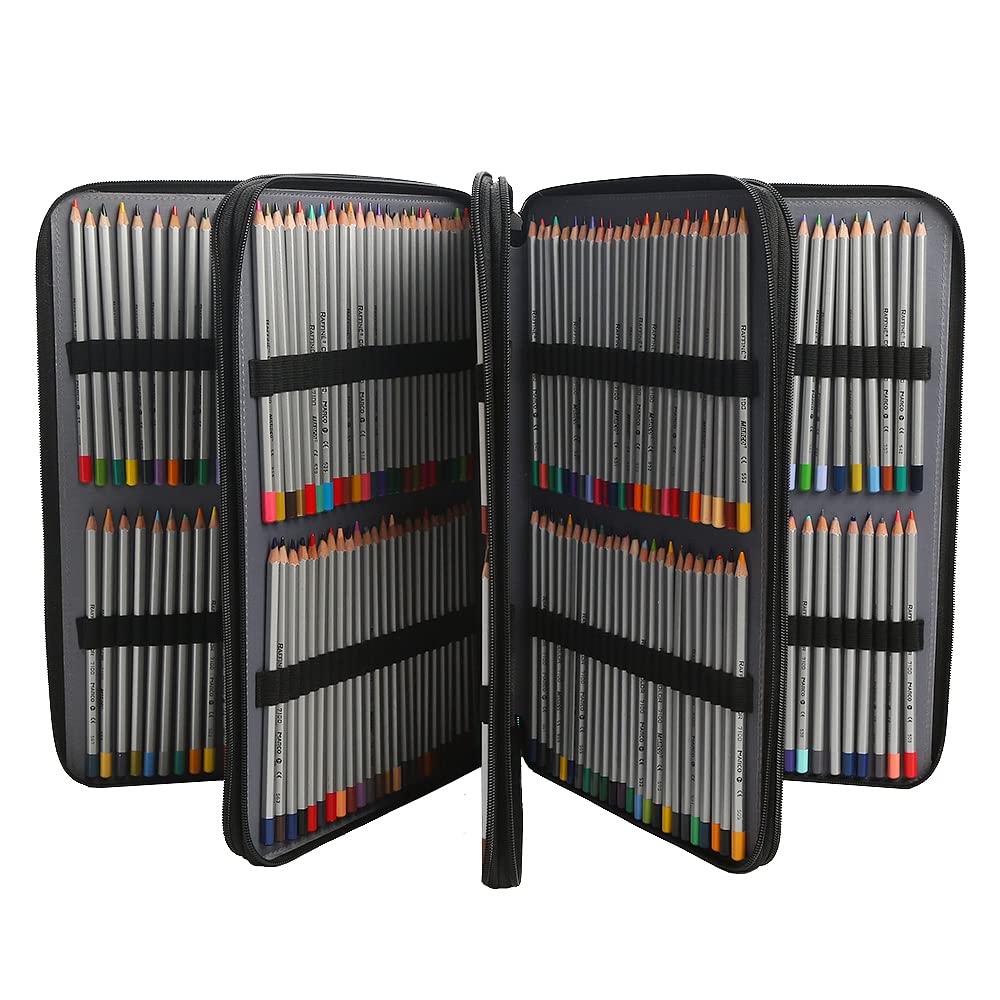 Lbxgap 384 Slots Pencil Case, 4-Layer Organizer with Shoulder Strap