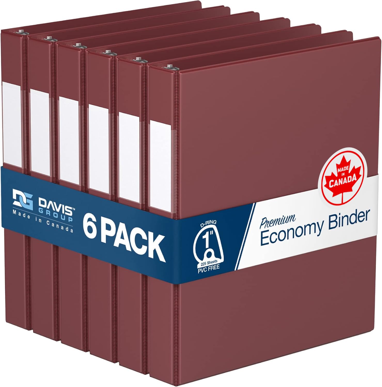Premium Economy 1-Inch Burgundy Binder, 3-Ring Notebook Pack of 6