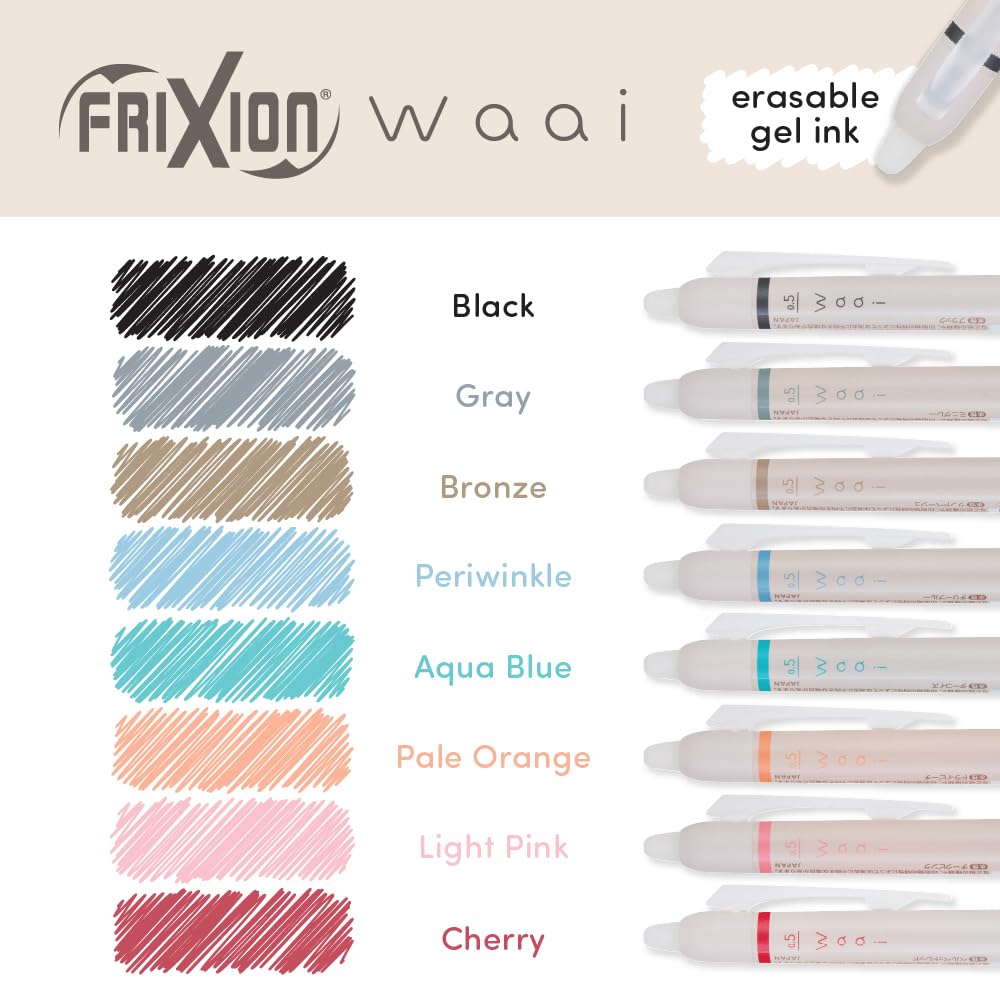 PILOT FriXion Waai Retractable & Refillable Erasable Gel Pens, Extra Fine Point 0.5 mm, Assorted