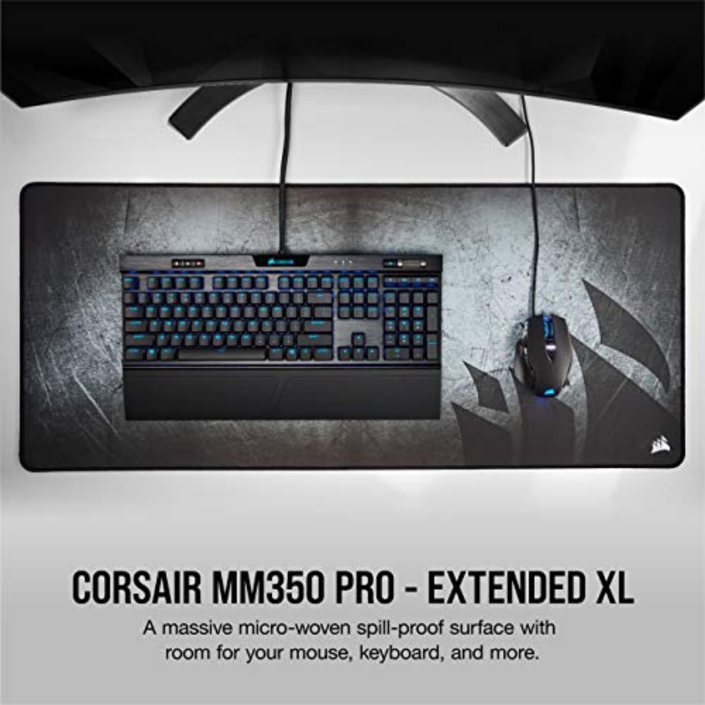 Corsair MM350 PRO Extended XL Premium Spill-Proof Cloth Gaming Mouse Pad – 36.6” Width x 15.7”