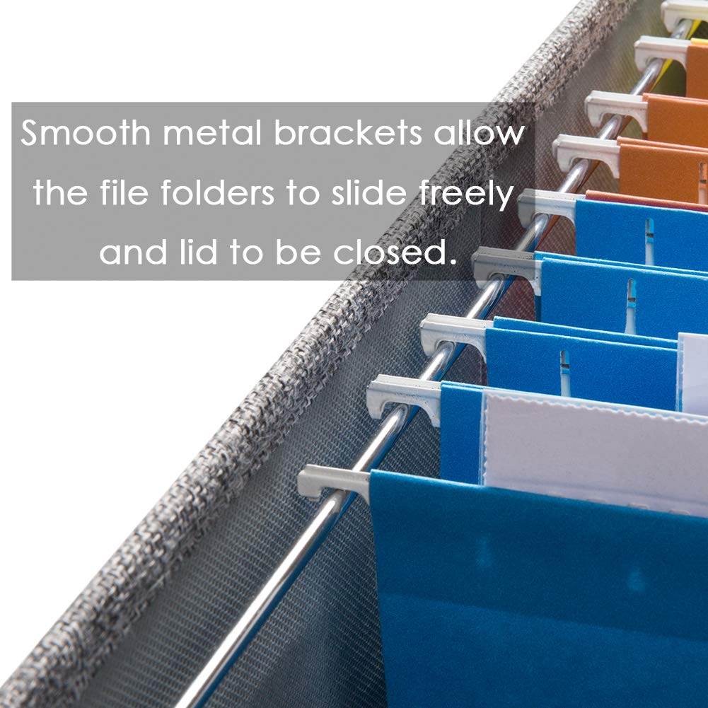 PRANDOM File Organizer Box - Set of 4 Collapsible Decorative Linen Filing Storage Hanging File