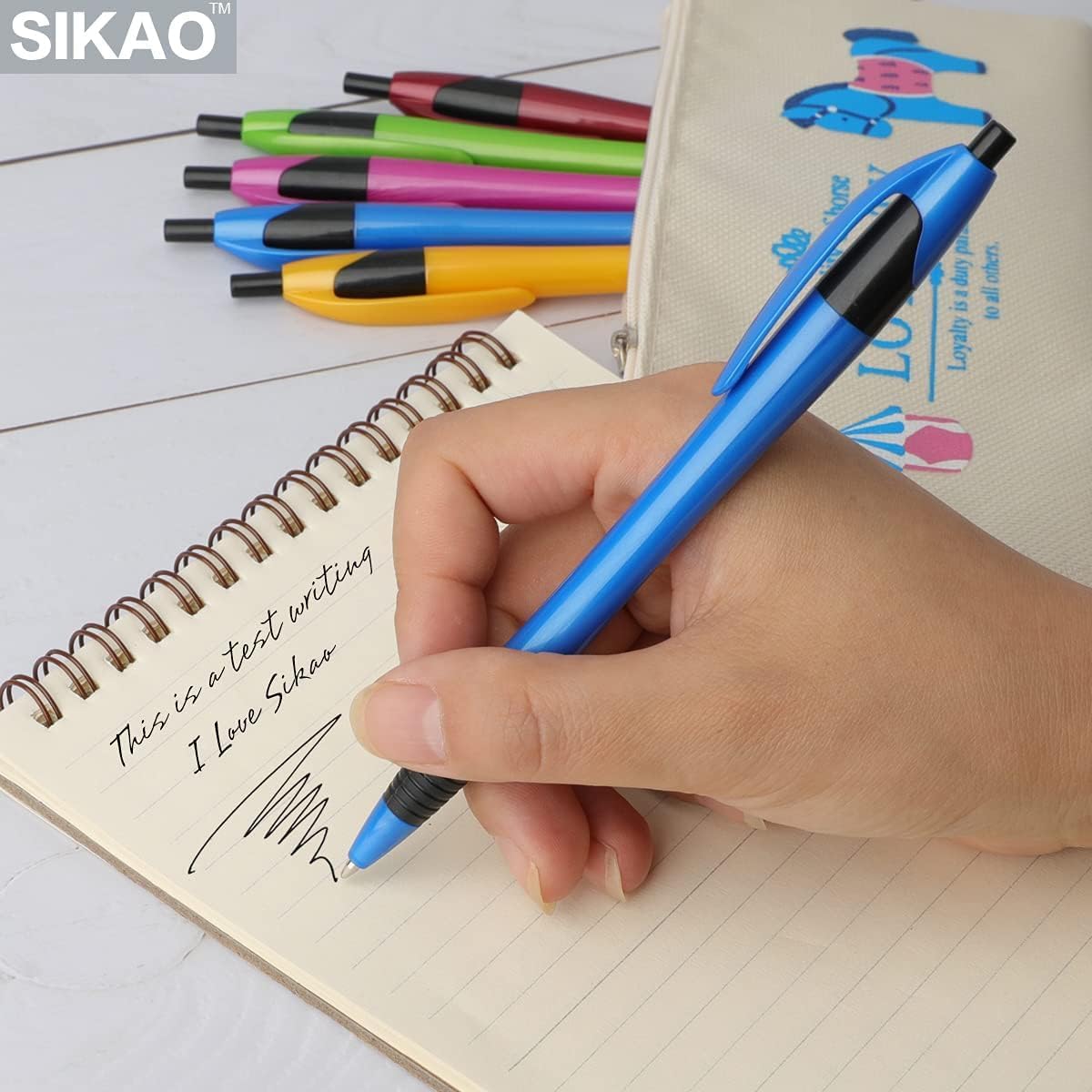 Sikao Pens Bulk, 60 Pack Gripped Slimster Ballpoint Pens Black Ink