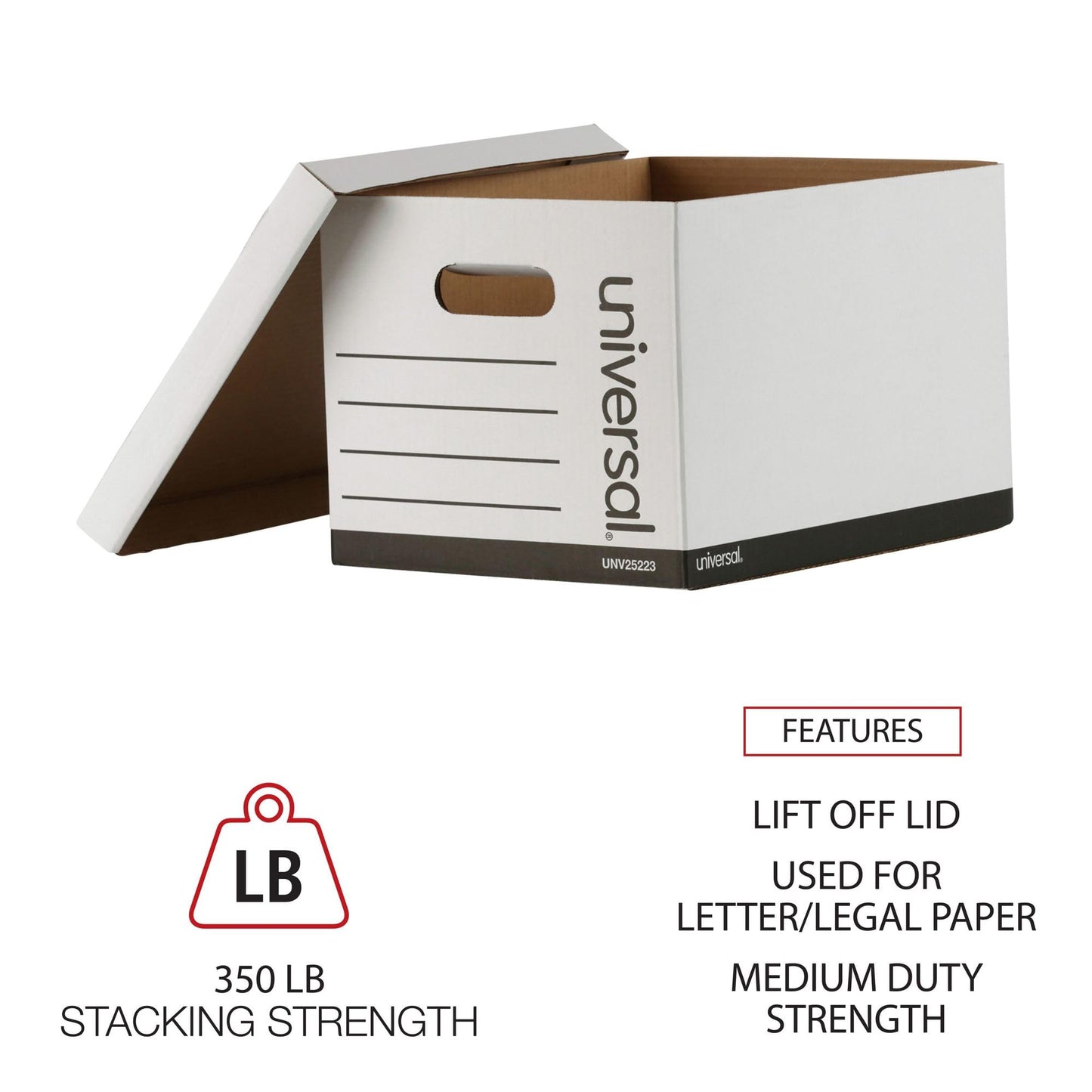 Universal Basic-Duty Economy Record Storage Boxes, 12 Pack, Letter/Legal Files, 12" x 15" x 10"