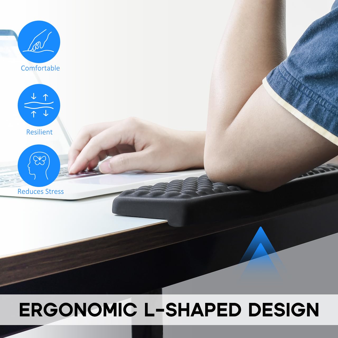 JIKIOU L-Shaped Desk Elbow Pad for Desk,Memory Foam Elbow Support Pad 2Pack