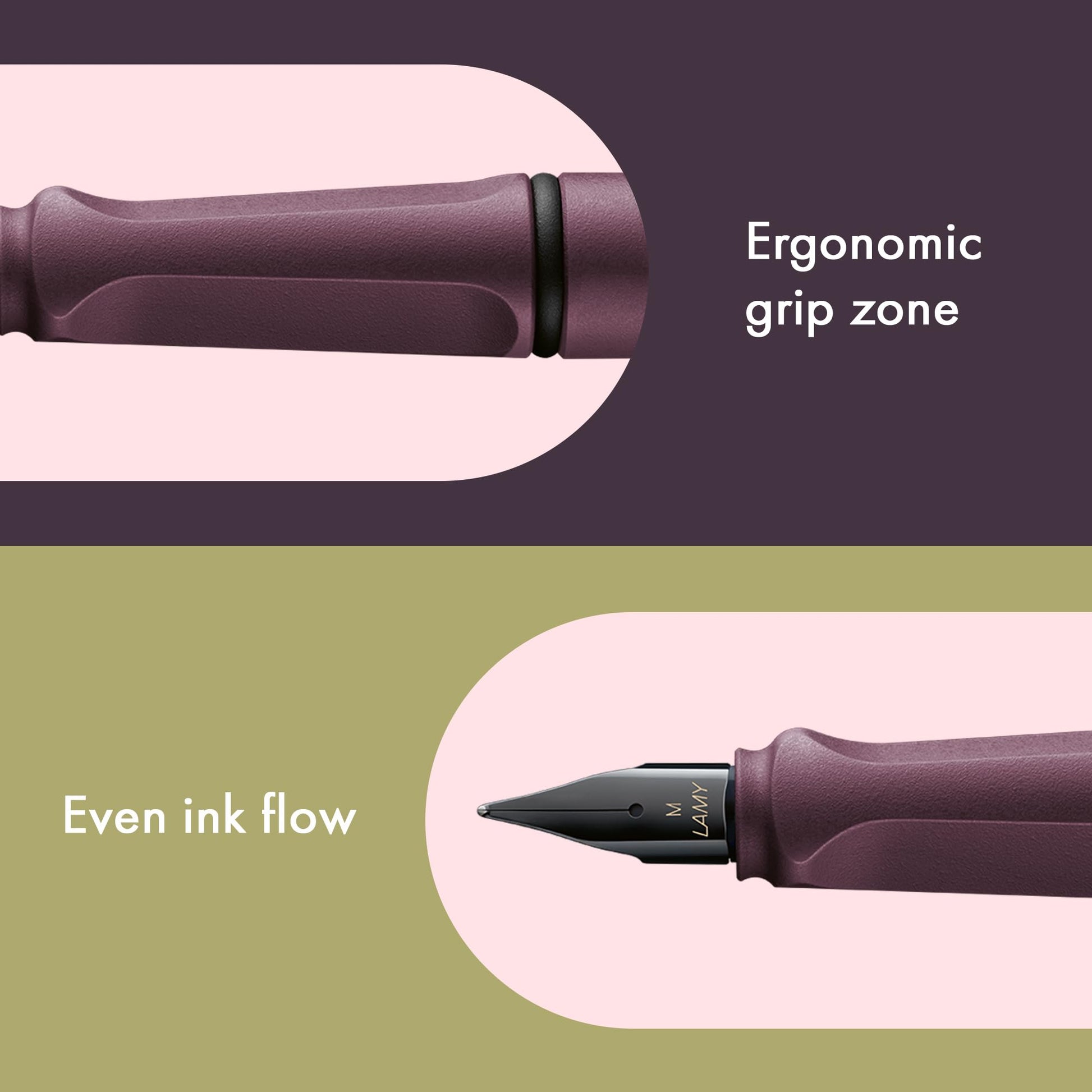LAMY safari scarlet - Fountain Pen with ergonomic grip & polished steel nib in size F - ideal for