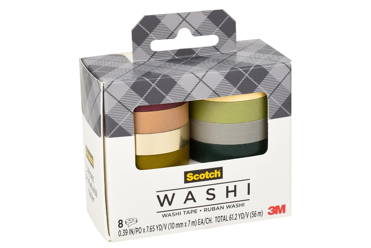 Scotch Washi Tape, Solid Earth Design, 8 Rolls