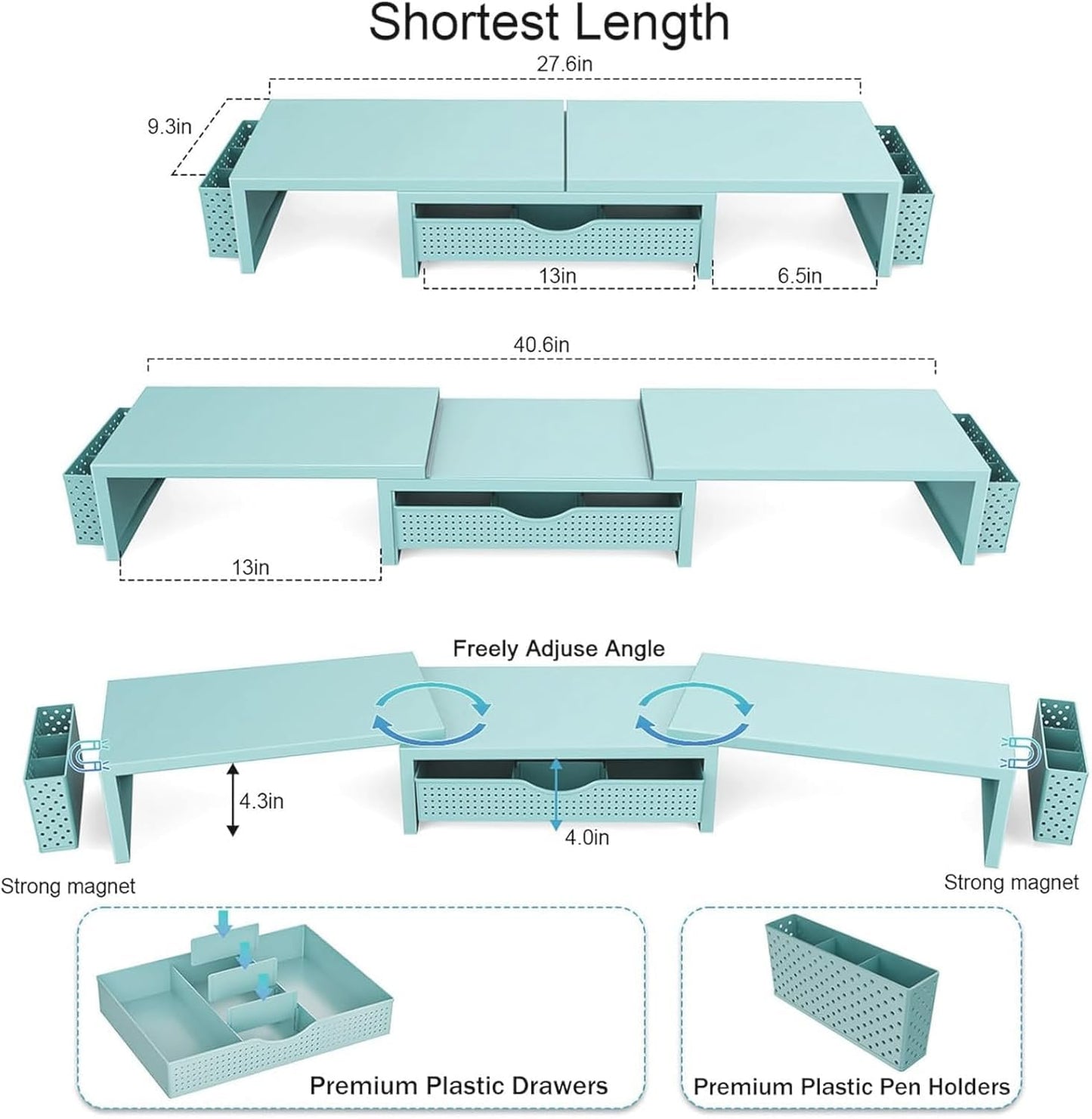 gianotter Dual Monitor Stand Riser With Drawer and 2 Pen Holders