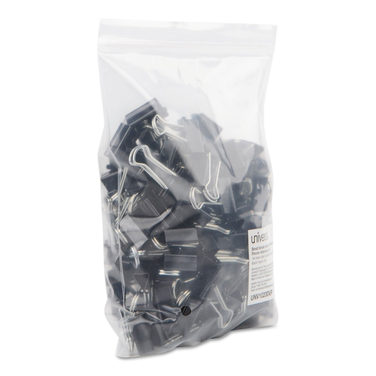 Universal Small Binder Clips Black/Silver, 144 Each (10200VP)