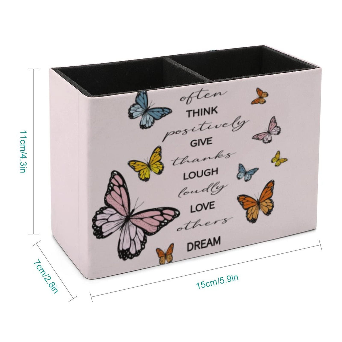 Niapessel Pencil Holder for Desk, Positive Quote Butterflies Pen Holder Storage Desktop Pen