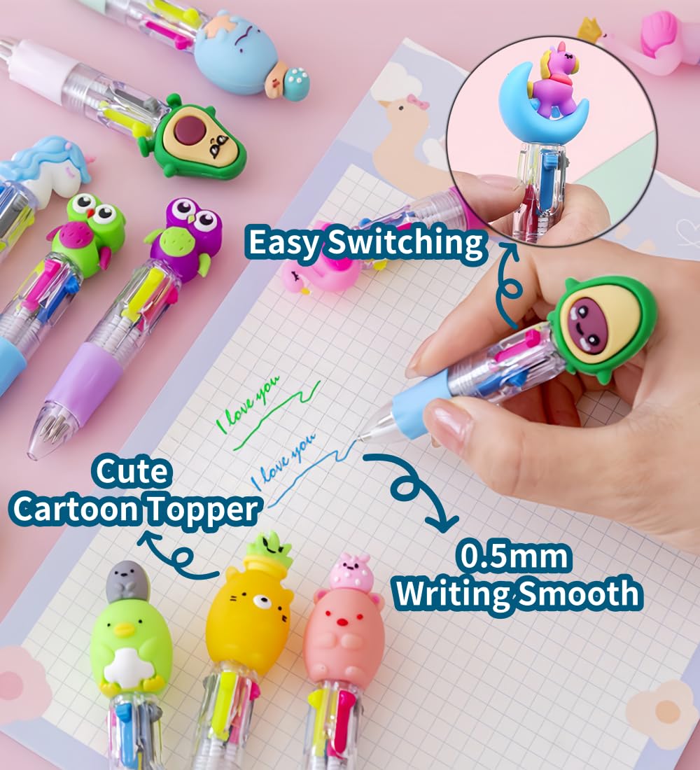 Oneshow 50 Pack Teacher Reward Pens, Mini 4-in-1 Multicolor Ballpoint Pen