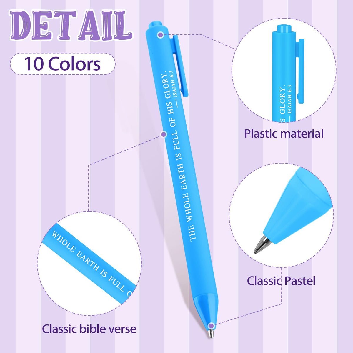 Cholemy 50 Pcs Bible Verse Pens Bulk Christian Pens Black Ink, Bright